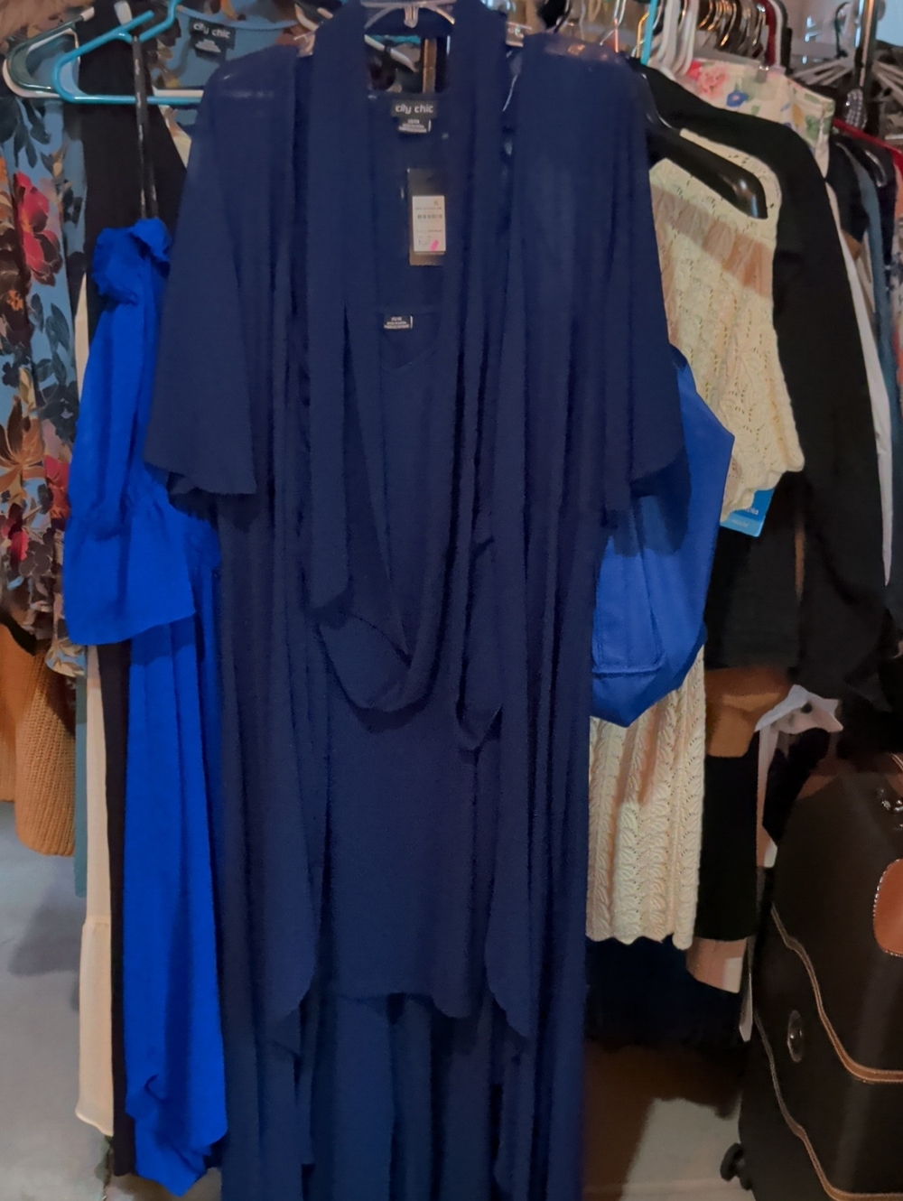 City Chic Deep Navy Draped Open-Front Cape